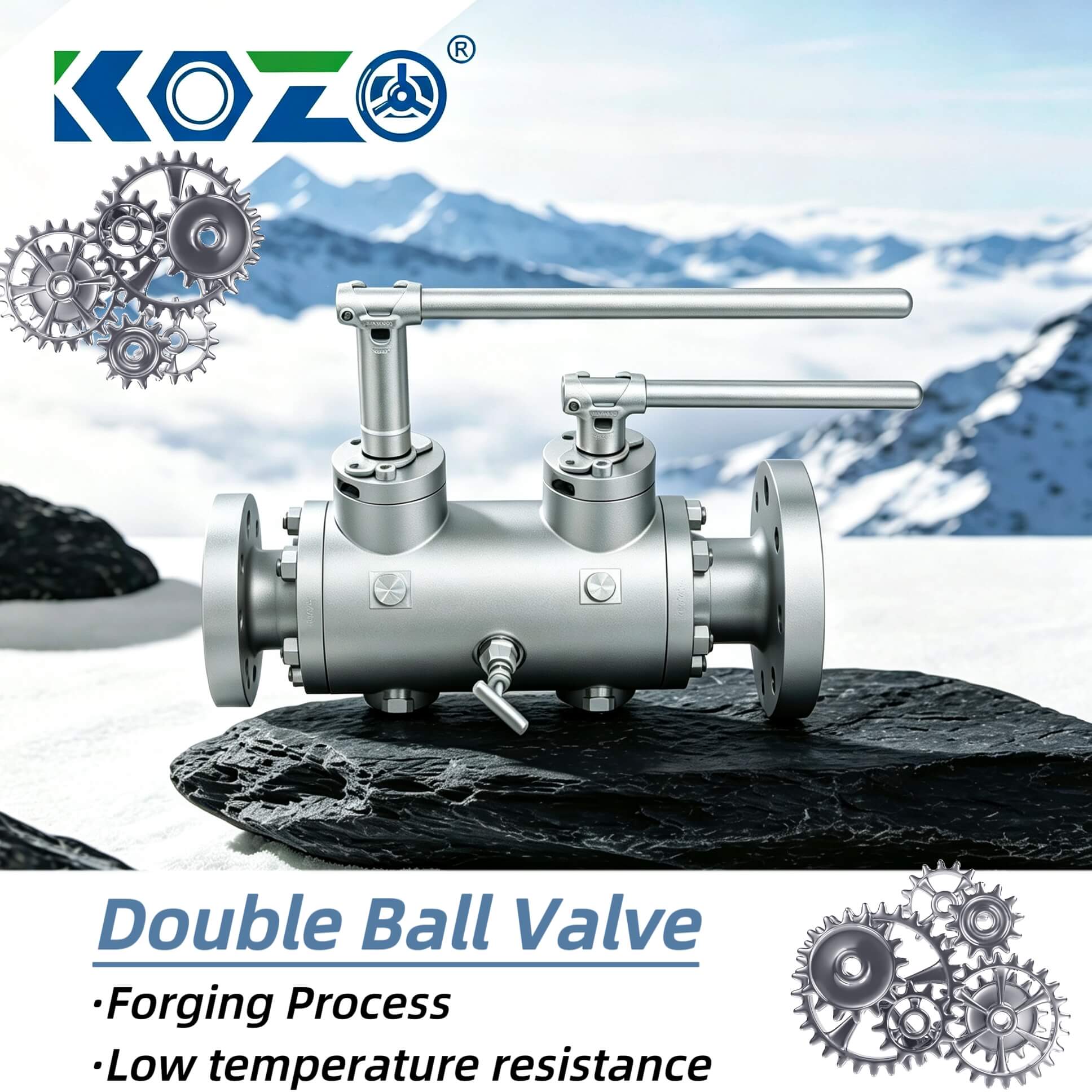 Low-temperature double ball valve