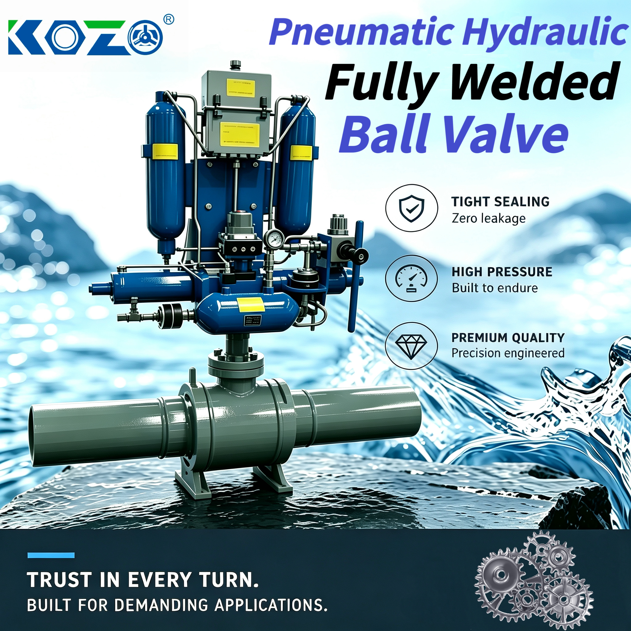 Gas-liquid linkage fully welded ball val